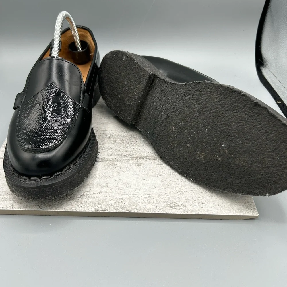 Women’s Black Leather Loafers, Size 8, Purified Brand, Penny loafer, 90s England - Picture 6 of 10